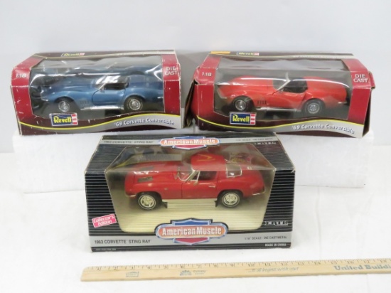 3 Diecast 1:18 scale Car Models in Boxes