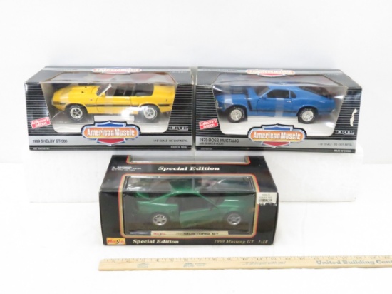 3 Diecast 1:18 scale Car Models in Boxes
