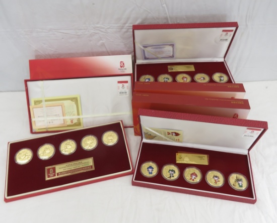 3 2008 Beijing Olympic Mascot Medallion Sets