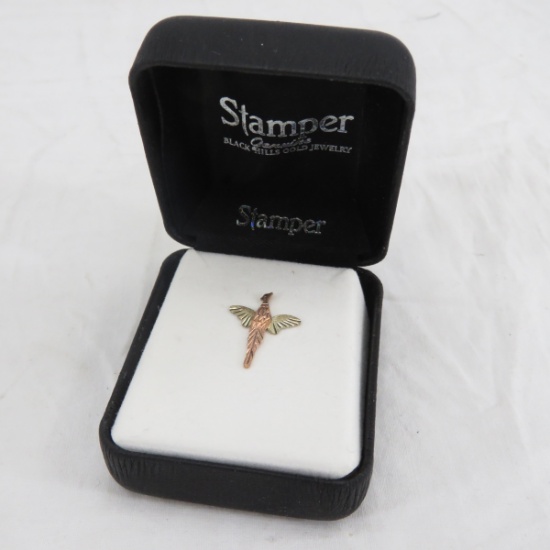 10kt Black Hills Gold Pheasant Tie / Lapel  Pin
