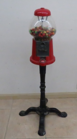 Vintage metal and glass gumball machine