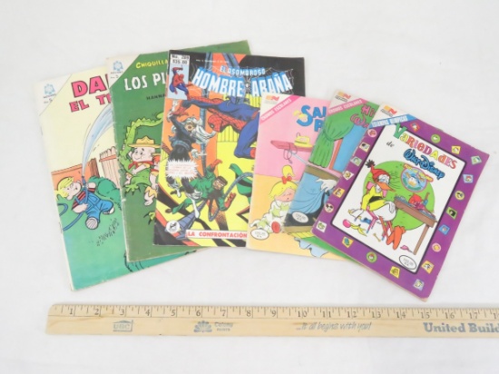 5 Vintage Spanish Comic Books, Spider-Man & others