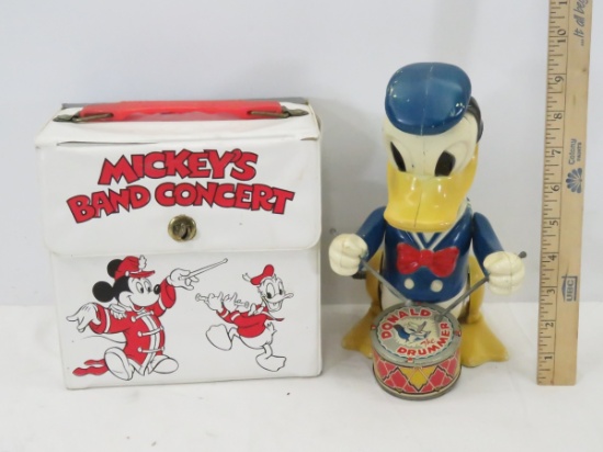 Wind up Donald Duck Toy & 45 Records