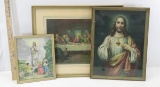 3 Framed Vintage Religious Lithographs