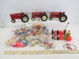 Diecast tractors, plastic animals & people, toys