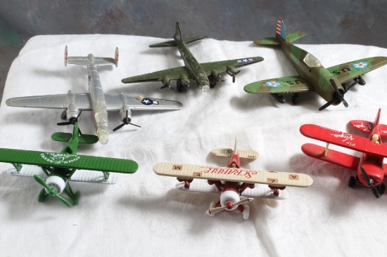 6 Diecast Propeller Toy Planes John Deere, Virgin