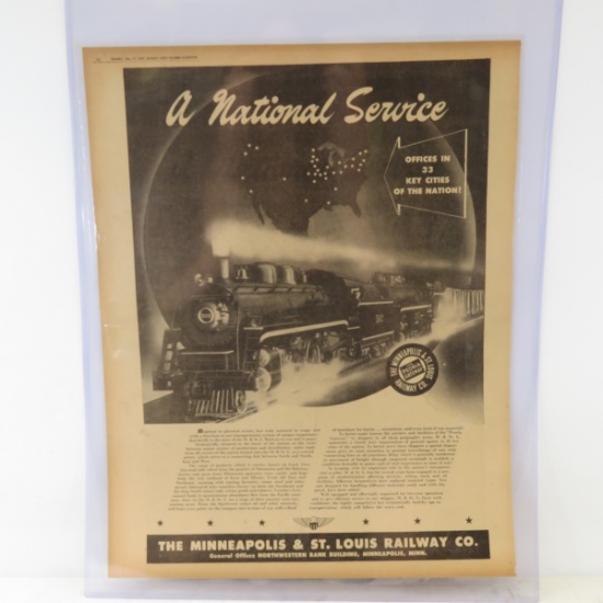 1944 M&STL Railway Newspaper Advertisement