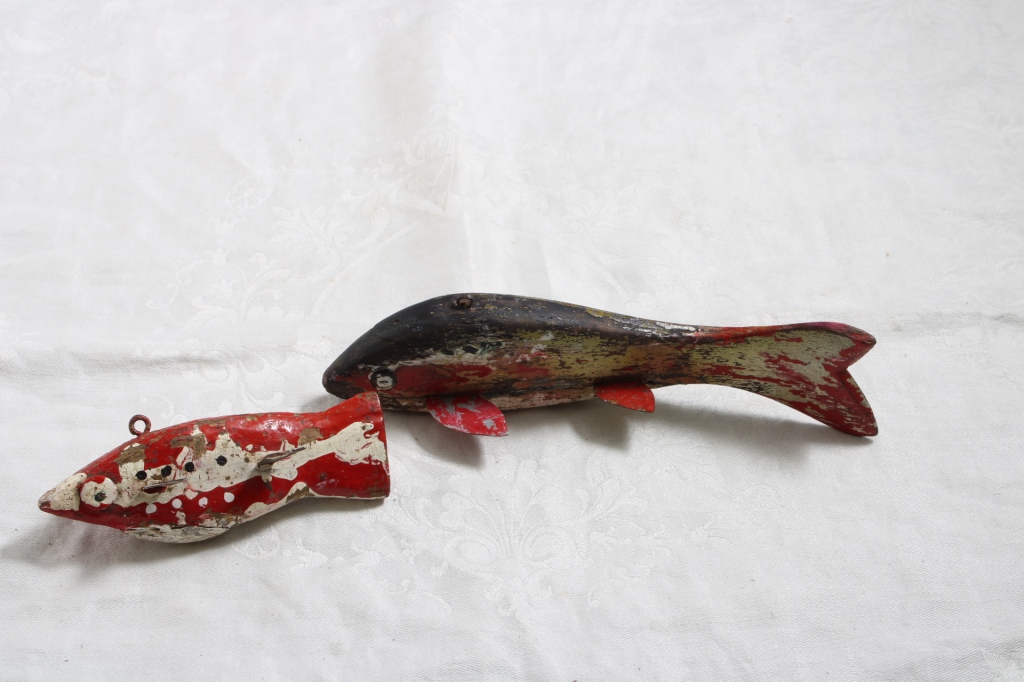 2 Old Fishing Spearing Decoys
