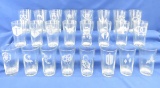 24 different etched character 16oz glasses
