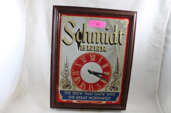 Schmidt Beer Advertising Clock 14" x 18.5" Working