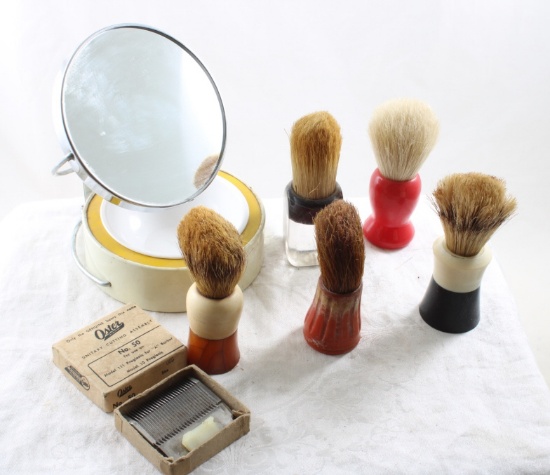 Shaving Mirror and Shaving Brushes