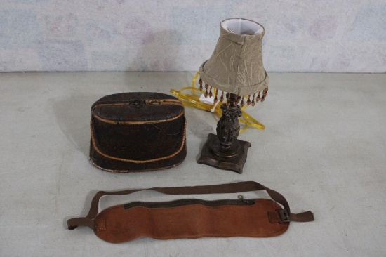 Leather Money Belt, Wood Purse, Boudoir Lamp