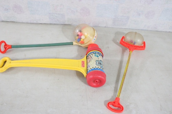 3 Vintage Fisher Price Push Toys