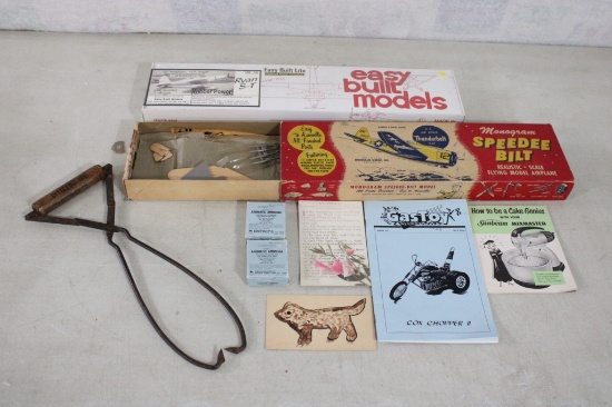 Model Plane Items, Ice Tongs, Gas Toy Manual