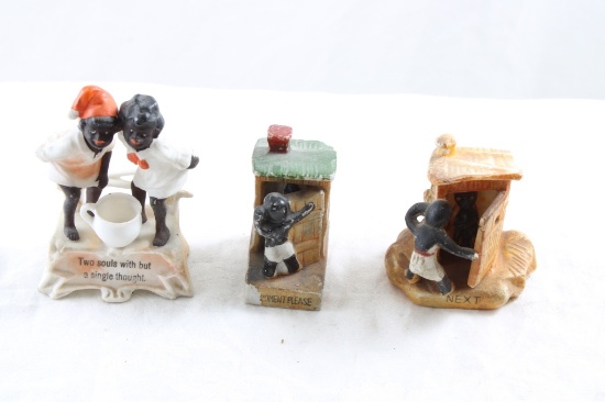 3 Black Americana Bisque Figurines Germany/Japan