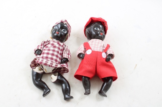 Black Americana Boy & Girl Jointed Dolls