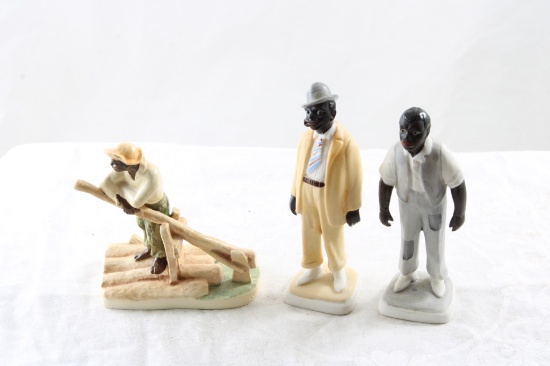 3 Black Americana Figurines Sebastian, Amos & Andy