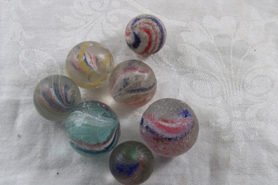7 Antique Handmade Marbles