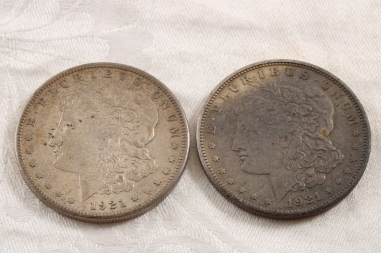 2 1921  Morgan Silver Dollars
