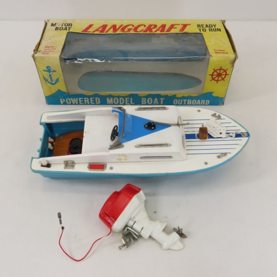Vintage Lang Craft Motor Boat Model in Box 11"