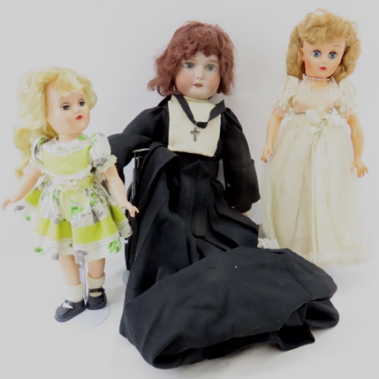 Antique AW German Porcelain & 2 Vintage Dolls