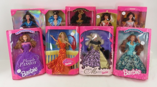 9 Vintage Special Edition Barbie Dolls New in Box
