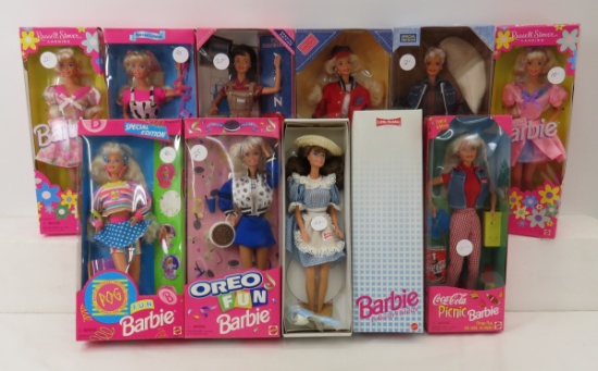 10 Vintage Product Advertising Barbie Dolls in Box