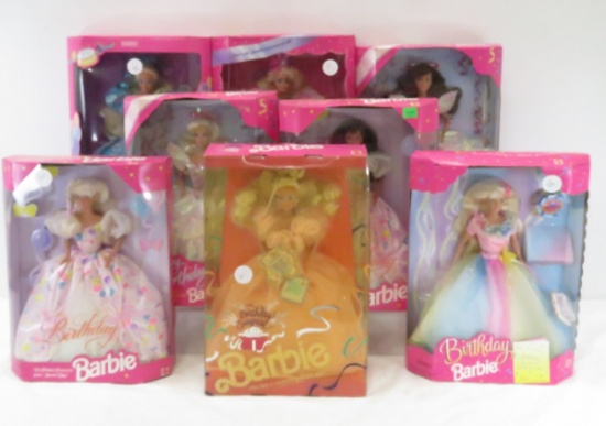 8 Vintage Birthday Barbie Dolls New in Box
