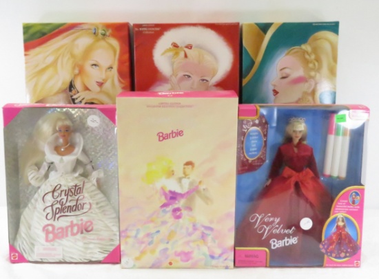 2 Winter Princess & 4 More Barbie Dolls in Box