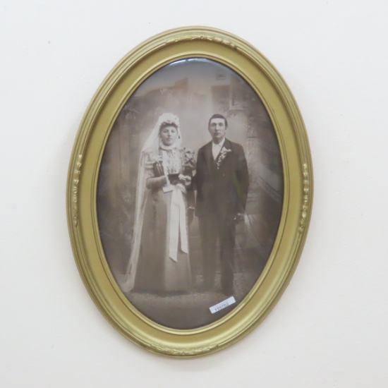 Antique Wedding Photo in Oval Frame