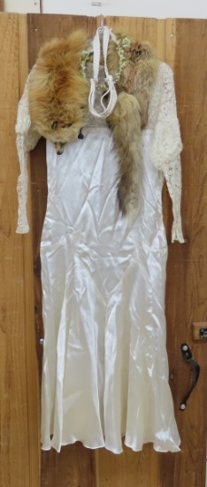 Vintage Fox Shawl & Wedding Dress