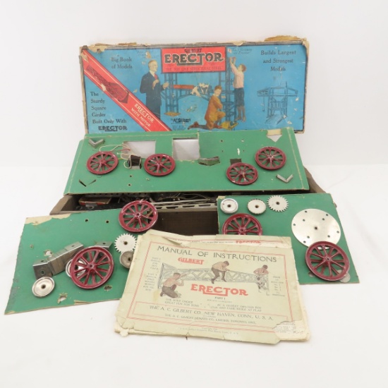 1923 #4 Gilbert Erector Set in Wood Case w/Cover