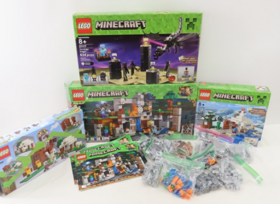 4 Lego Minecraft sets 21120, 21117, 21147, 21159