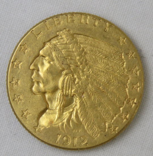 1912 $2 1/2 Gold Indian Head quarter eagle