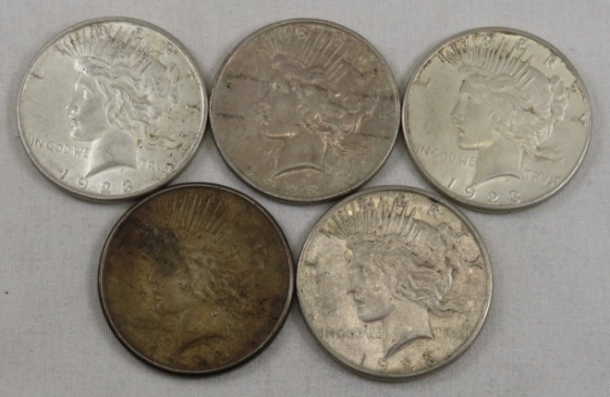 5 1923 Peace Silver Dollars