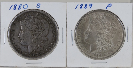 1880 S & 1889 Morgan Silver Dollars