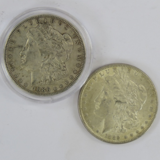 1886 & 1889 Morgan Silver Dollars