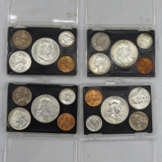 1951, 1952, 1953, 1954 US Mint Sets in cases