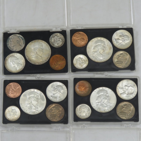 1952, 1953, 1954, 1955 US Mint Sets in cases