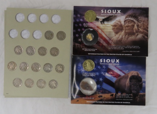 Buffalo Nickels in book, Sioux Tribute sets