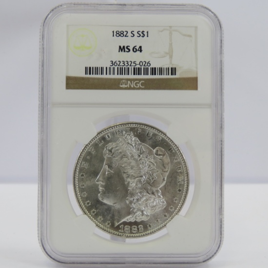 1882 S Morgan Silver Dollar NGC Graded MS64