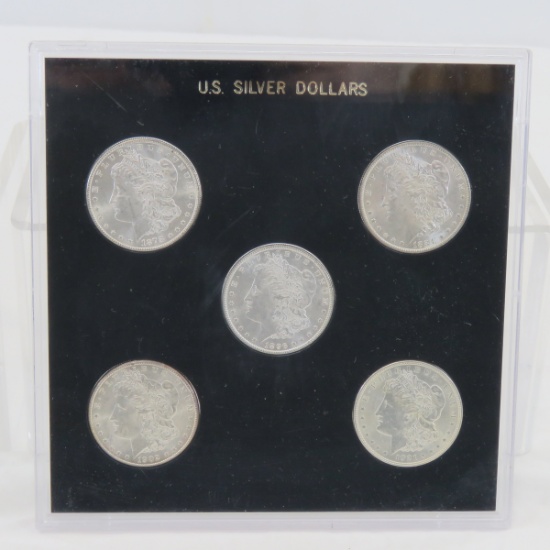 5 BU Morgan Silver Dollars 1878S, 84O, 96, 02O, 21