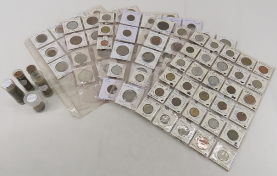 Foreign Coin Collection carded in pages & tubes