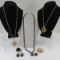 Trifari Gold Tone Jewelry & Black Bead Necklace