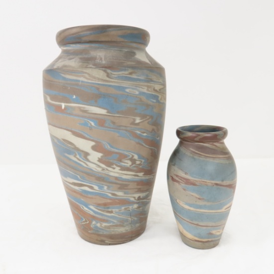 2 Pottery Vases 1 Niloak & 1 Hertzberg Jewelers