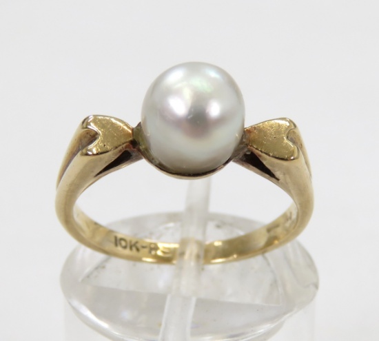 10K PS Yellow Gold Pearl Ring