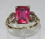 14kt Yellow Gold Emerald Cut Ruby Ring