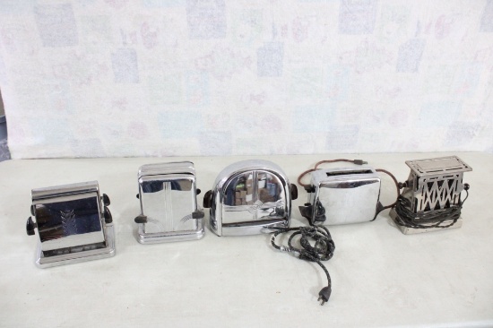 5 Antique Toasters Toastmaster, KM, Westinghouse,