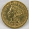 1878 $2 1/2 Gold Liberty Head Quarter Eagle