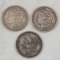 1878 S, 1879 S, 1890 O Morgan Silver Dollars